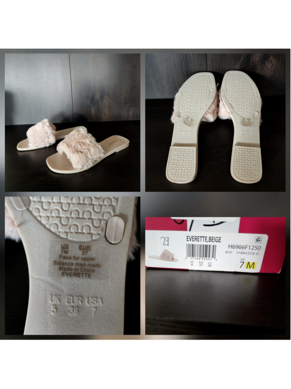 Circus By Sam Edelman Everette Faux Fur Jelly Slippers Sandal 7 M - Beige - Picture 12 of 13